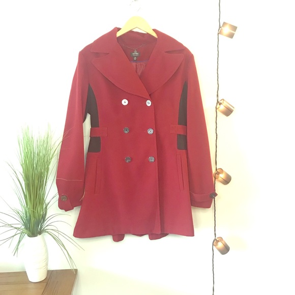 Nicole by Nicole Miller Jackets & Blazers - Nicole Miller Red & Black Peacoat